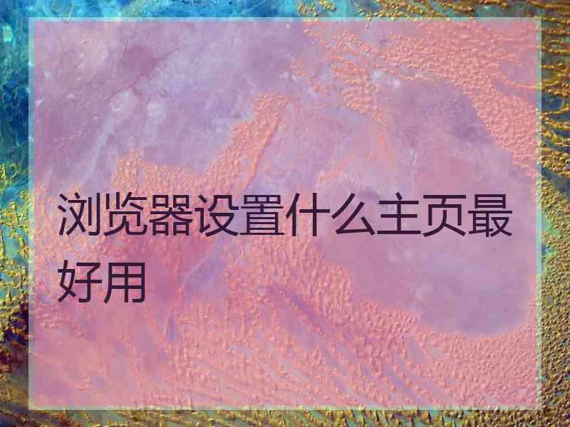 浏览器设置什么主页最好用