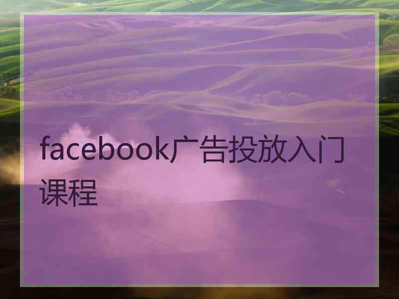 facebook广告投放入门课程