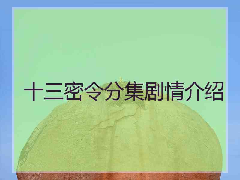 十三密令分集剧情介绍