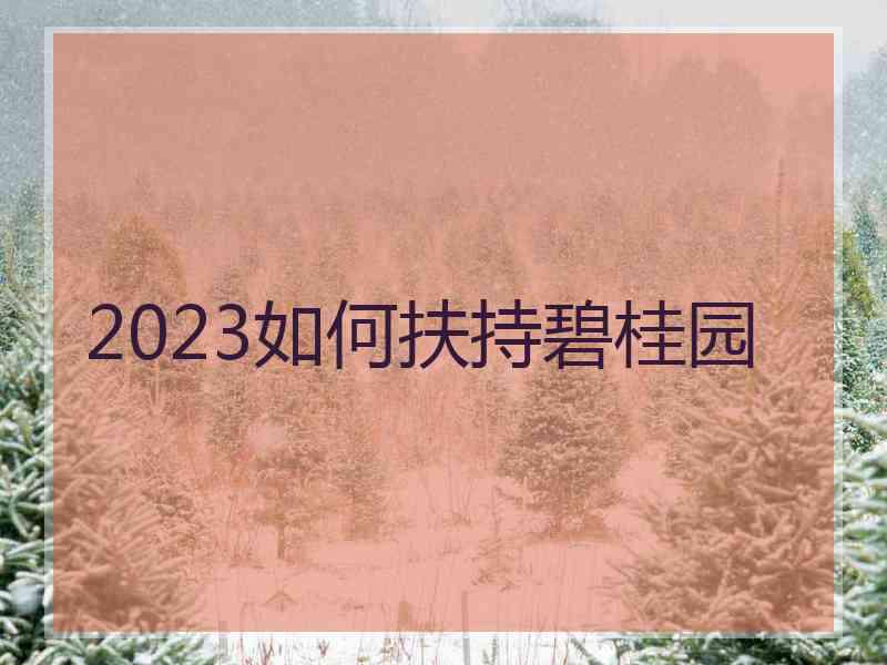 2023如何扶持碧桂园