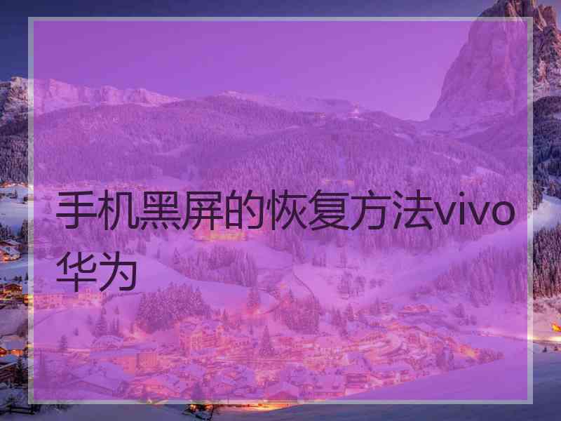 手机黑屏的恢复方法vivo华为