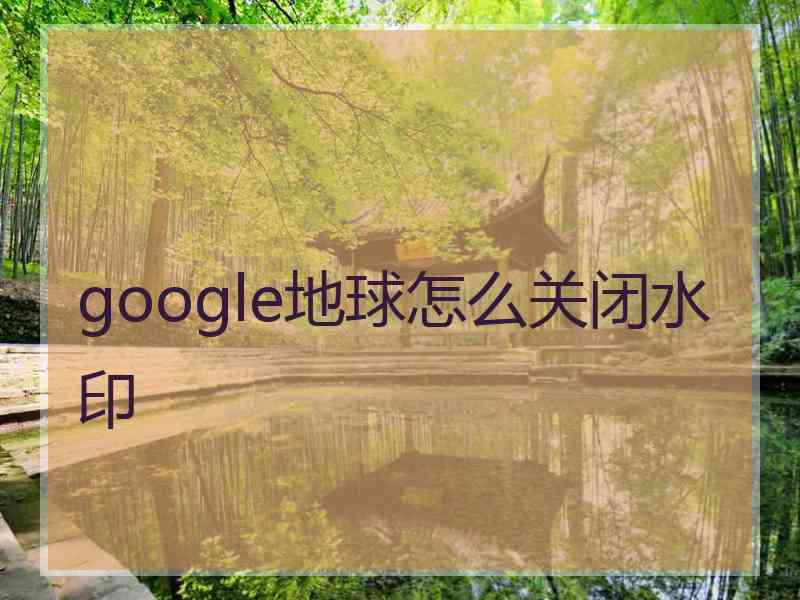 google地球怎么关闭水印