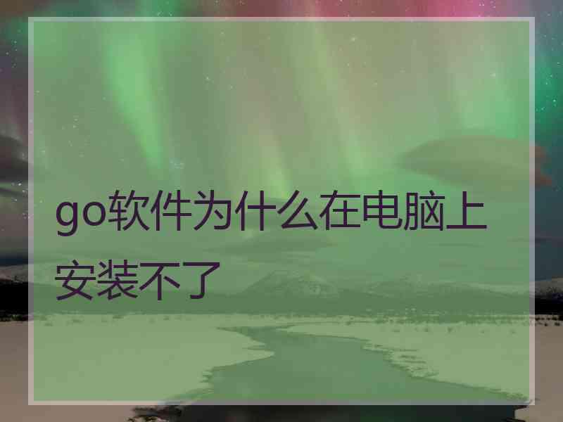 go软件为什么在电脑上安装不了