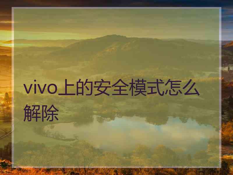 vivo上的安全模式怎么解除