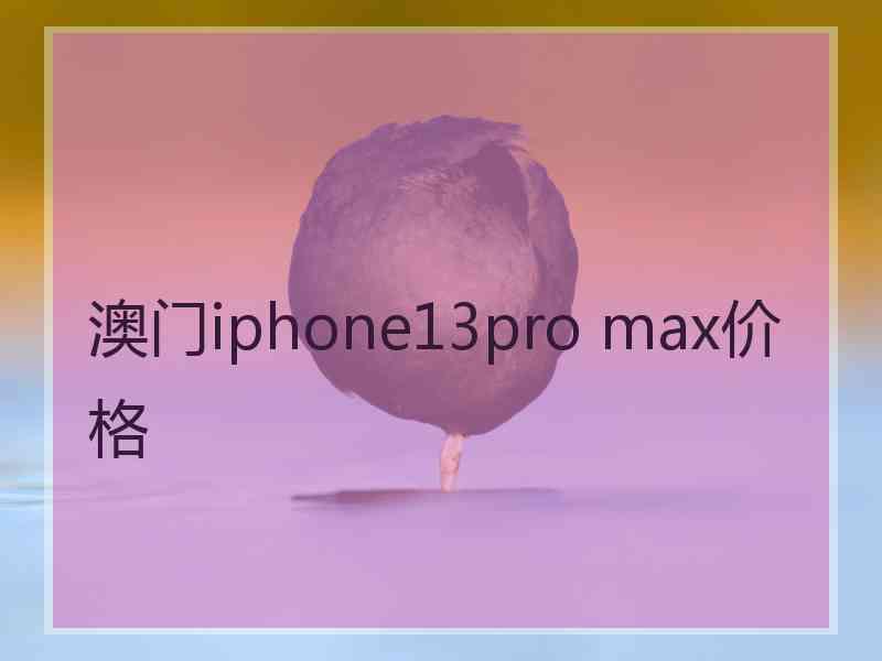 澳门iphone13pro max价格