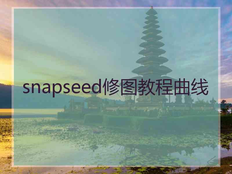 snapseed修图教程曲线