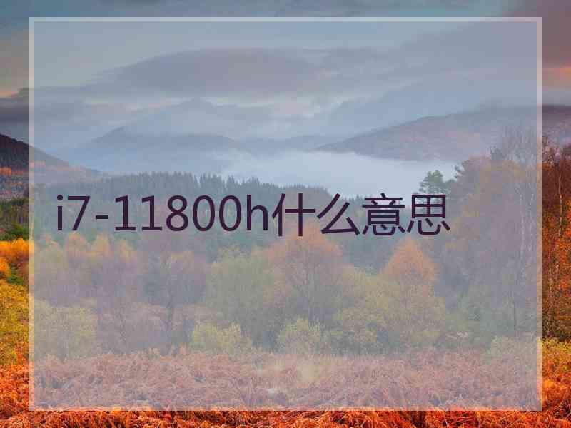 i7-11800h什么意思