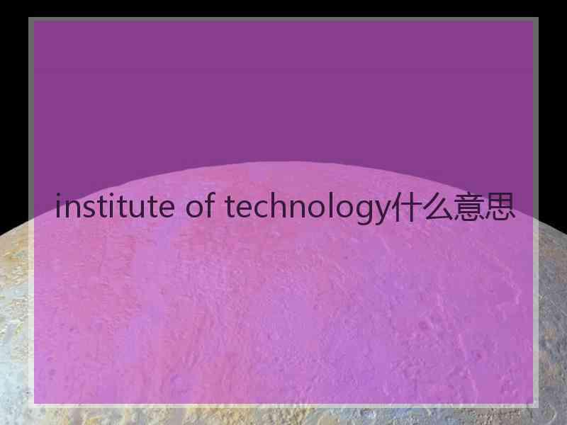 institute of technology什么意思