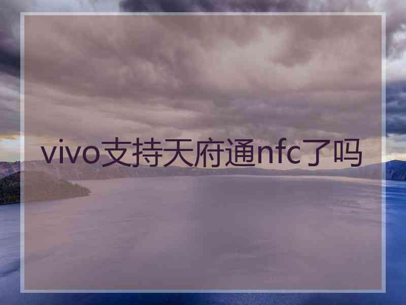 vivo支持天府通nfc了吗