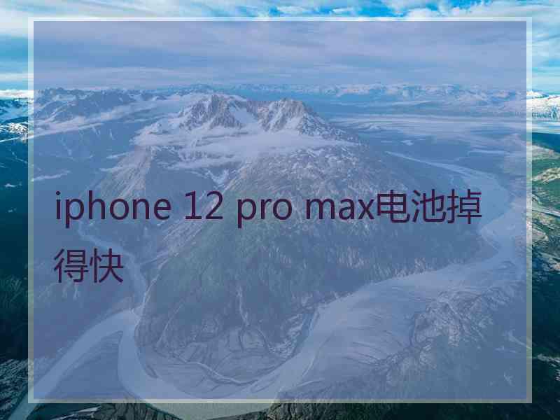 iphone 12 pro max电池掉得快