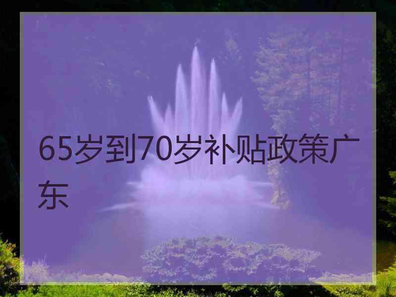 65岁到70岁补贴政策广东