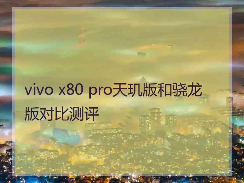 vivo x80 pro天玑版和骁龙版对比测评