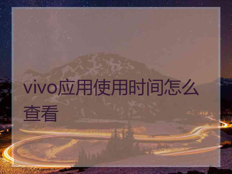 vivo应用使用时间怎么查看