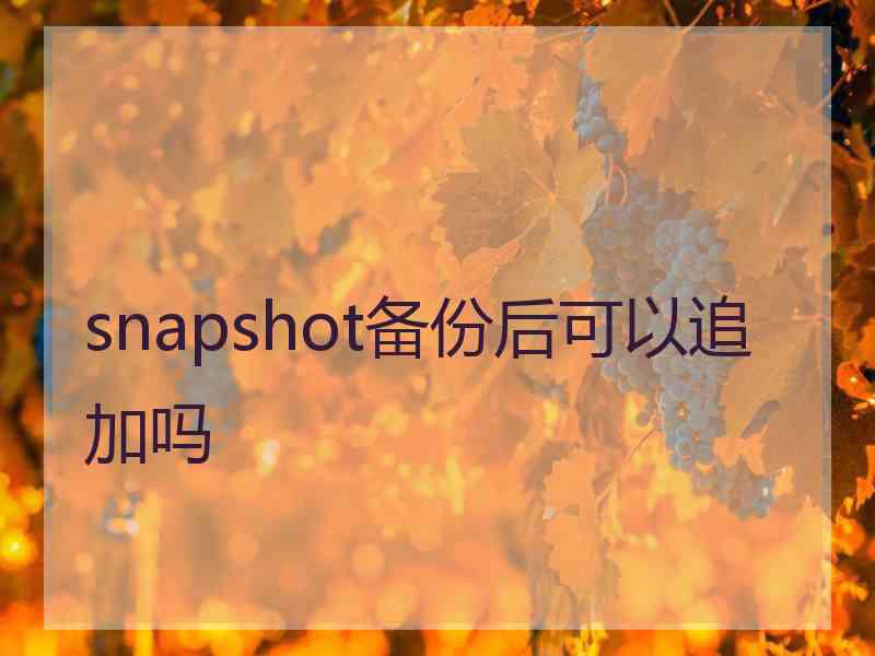 snapshot备份后可以追加吗