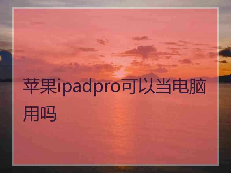 苹果ipadpro可以当电脑用吗