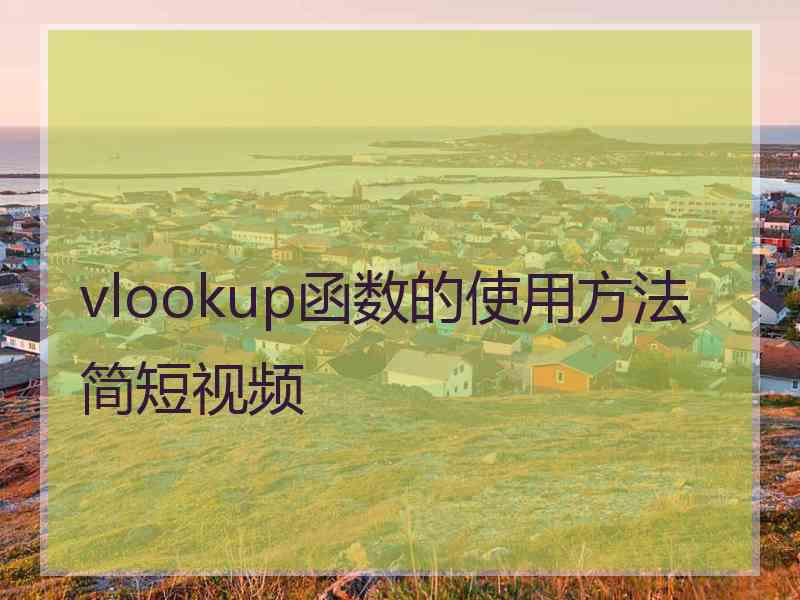 vlookup函数的使用方法简短视频