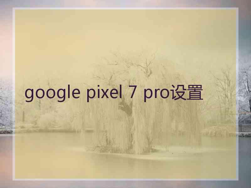 google pixel 7 pro设置