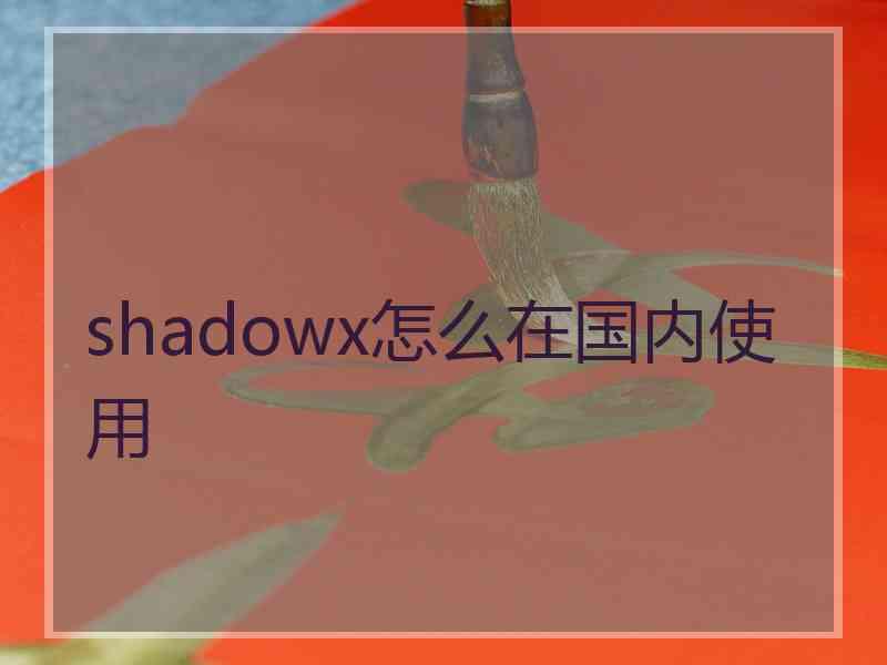 shadowx怎么在国内使用