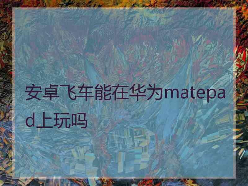 安卓飞车能在华为matepad上玩吗