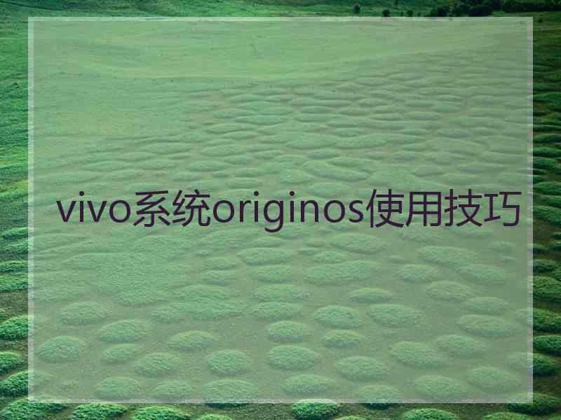 vivo系统originos使用技巧