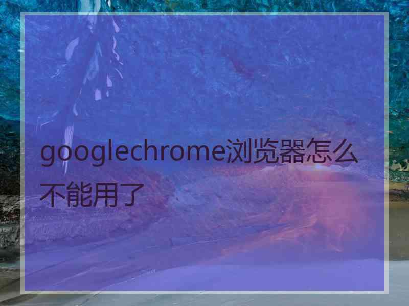 googlechrome浏览器怎么不能用了