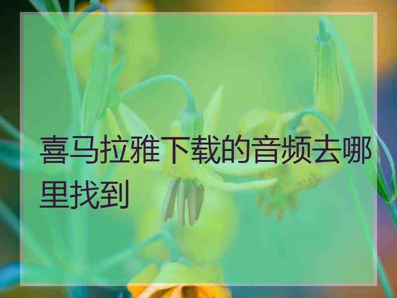 喜马拉雅下载的音频去哪里找到