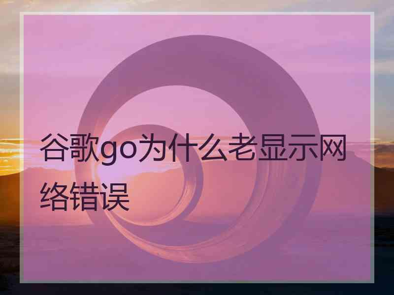 谷歌go为什么老显示网络错误