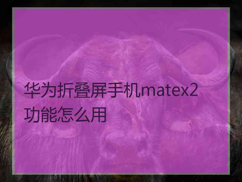 华为折叠屏手机matex2 功能怎么用