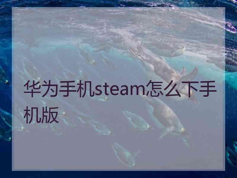 华为手机steam怎么下手机版