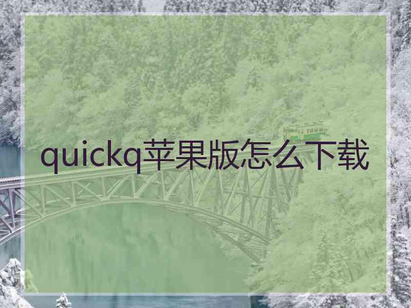 quickq苹果版怎么下载