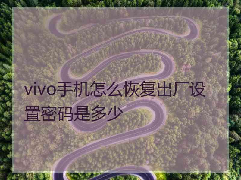 vivo手机怎么恢复出厂设置密码是多少