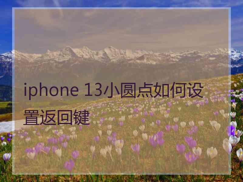 iphone 13小圆点如何设置返回键