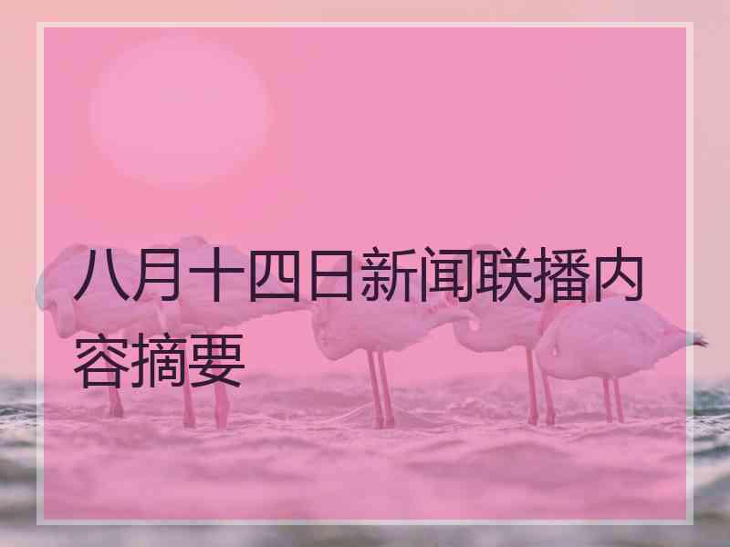 八月十四日新闻联播内容摘要