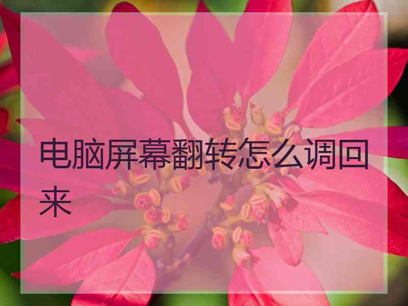 电脑屏幕翻转怎么调回来