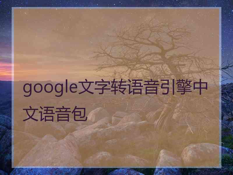 google文字转语音引擎中文语音包