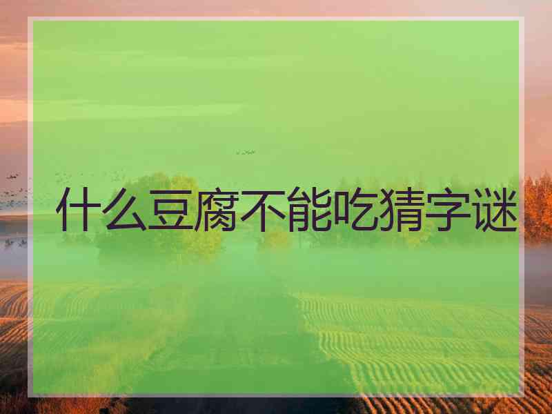 什么豆腐不能吃猜字谜