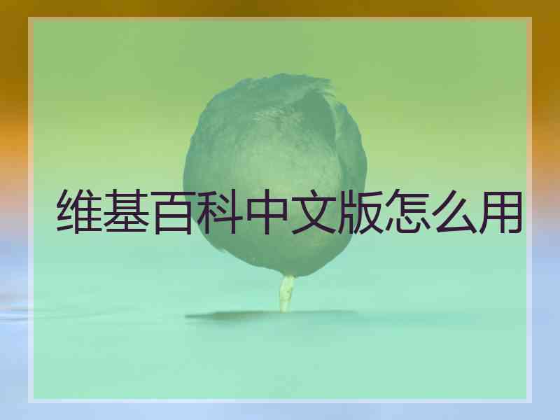 维基百科中文版怎么用