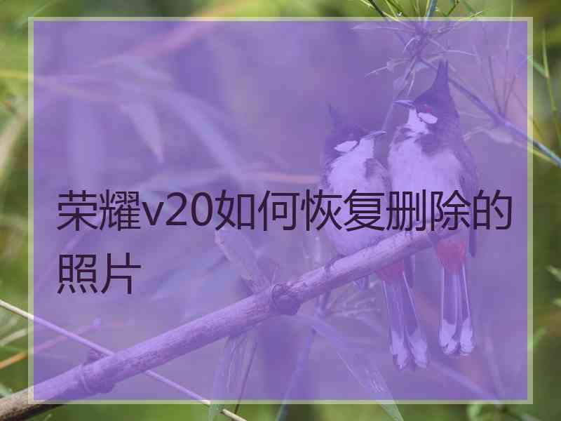 荣耀v20如何恢复删除的照片