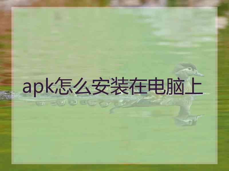 apk怎么安装在电脑上