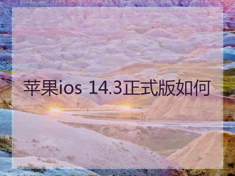 苹果ios 14.3正式版如何