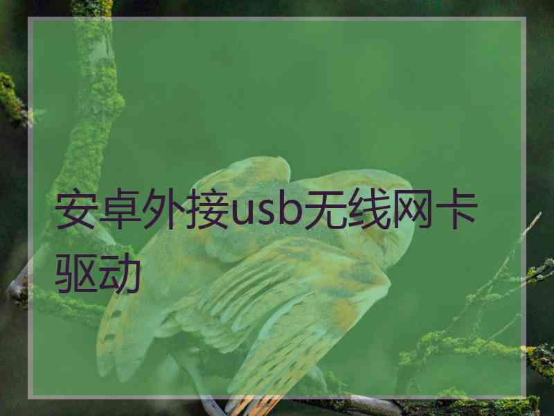 安卓外接usb无线网卡驱动