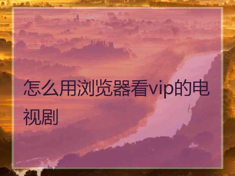 怎么用浏览器看vip的电视剧