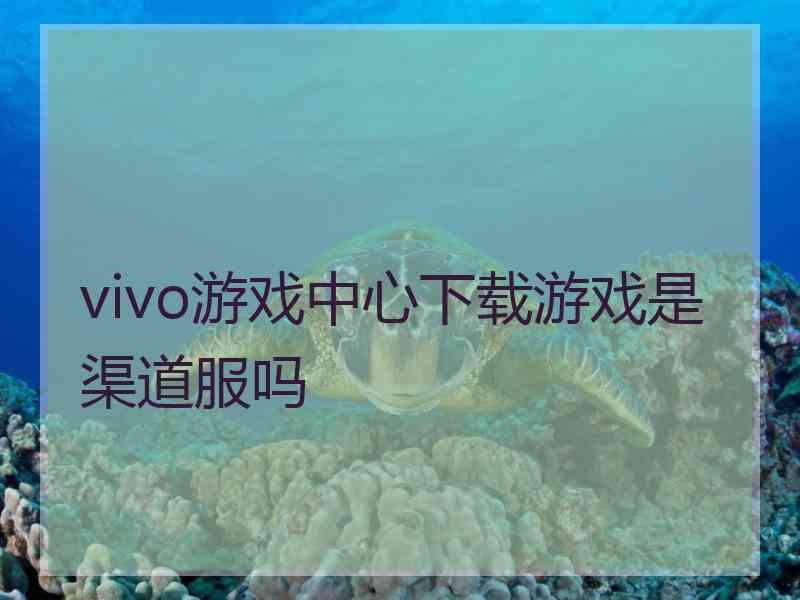 vivo游戏中心下载游戏是渠道服吗