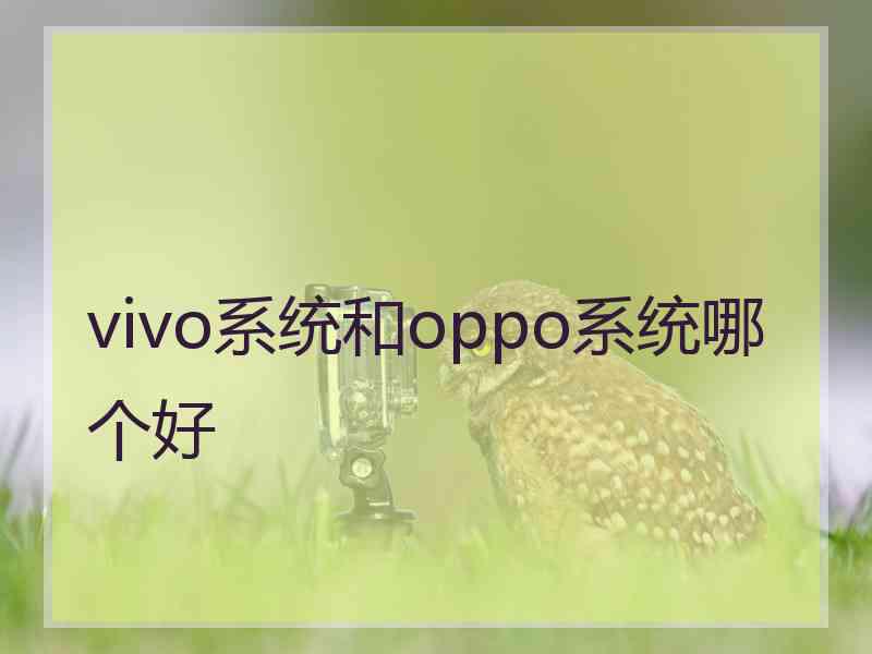 vivo系统和oppo系统哪个好