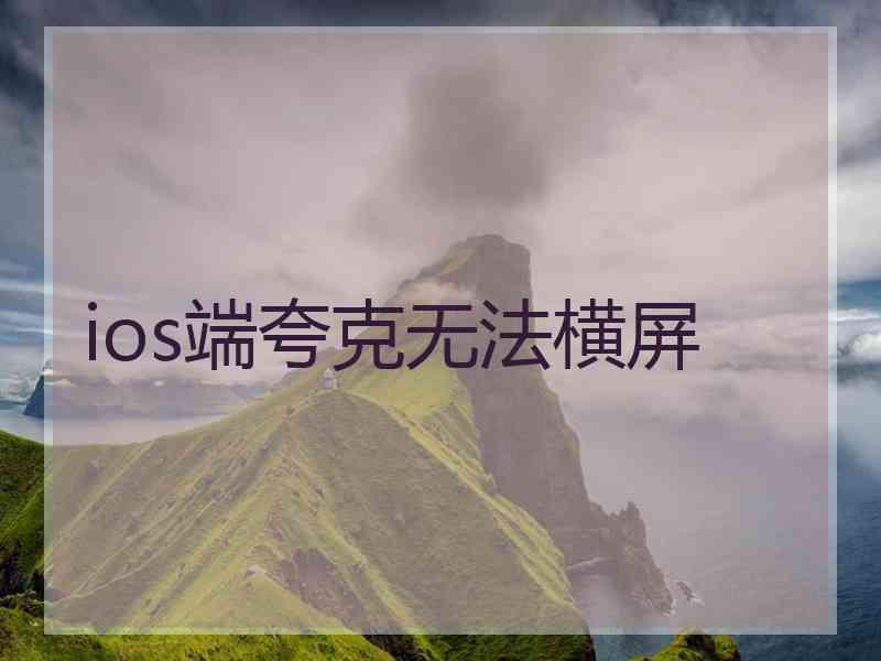 ios端夸克无法横屏