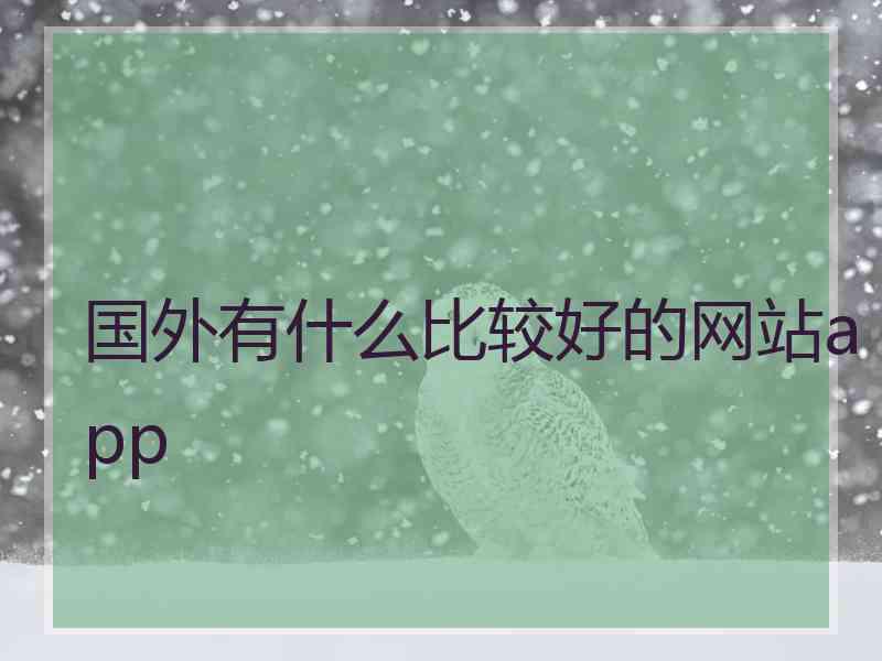 国外有什么比较好的网站app