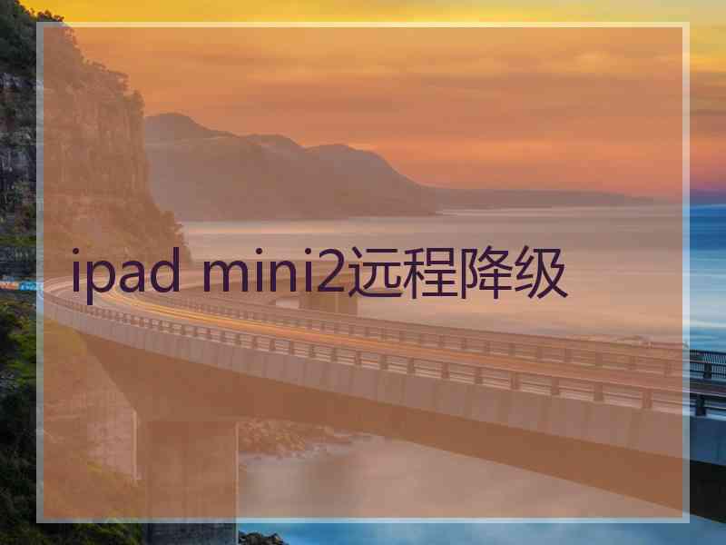 ipad mini2远程降级