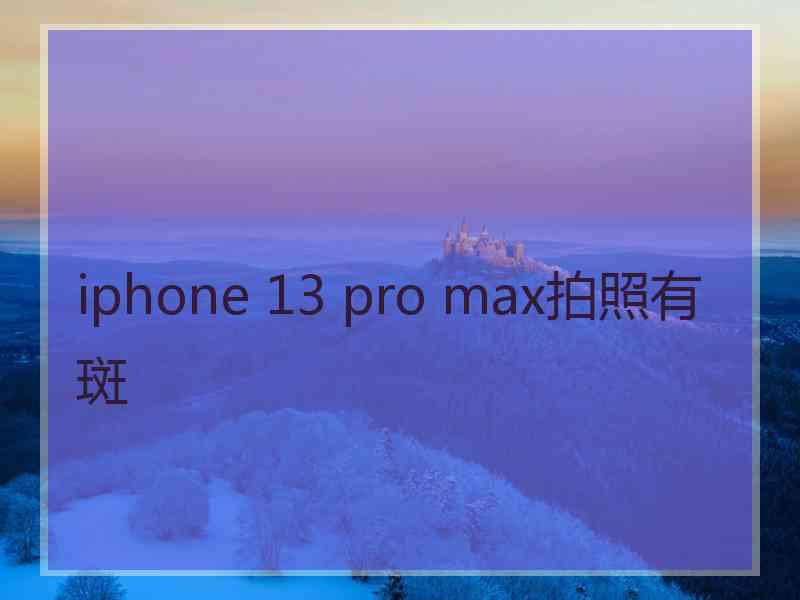 iphone 13 pro max拍照有斑