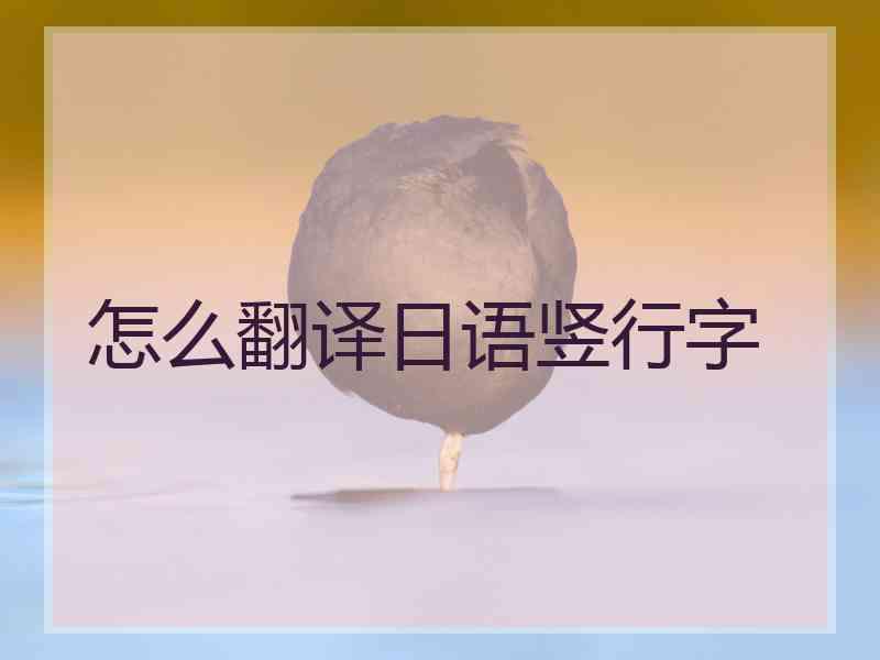 怎么翻译日语竖行字