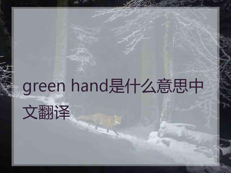 green hand是什么意思中文翻译